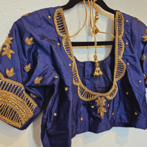 Blue Stitched Blouse - Aari Works