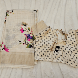 Mulberry silk fancy saree with stiched blouse