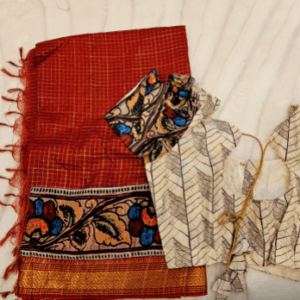 Chettinad Cotton Saree with Stitched Blouse